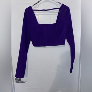 Zara Long Sleeve Purple Crop Top Shirt new with tags Women’s Size M